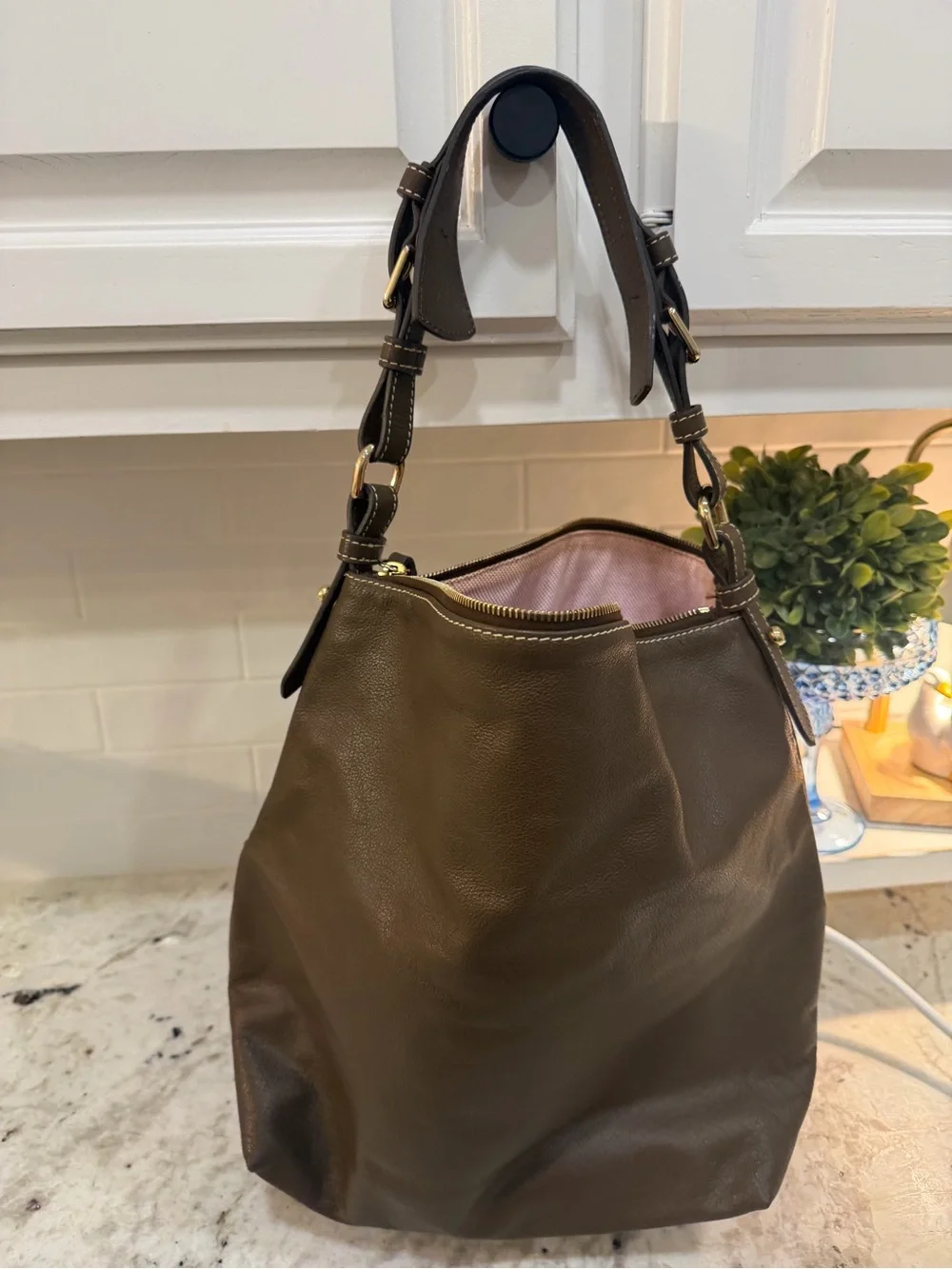 Dooney & Bourke dillen hobo bag Brown Pebbled Leather
